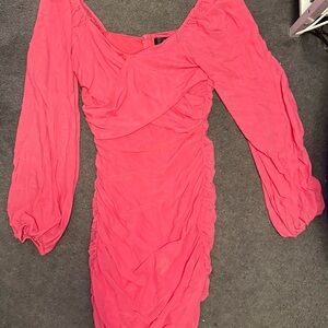 Chic Long Sleeve Pink Dress